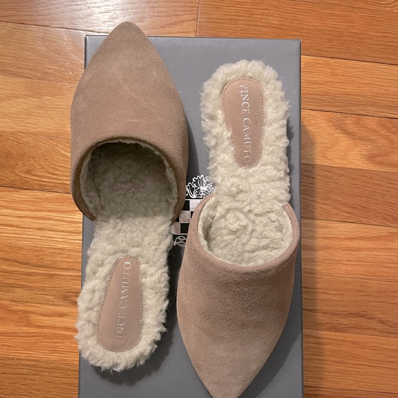 Vince Camuto Tuscan Taupe Suede Slippers - Picture 6 of 7